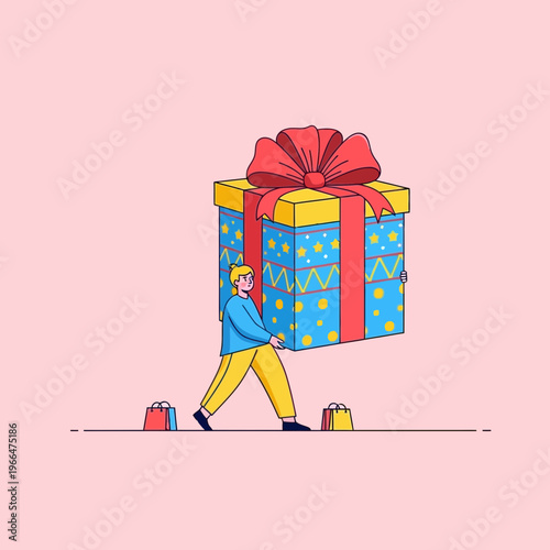 Man Carrying Large Gift Box