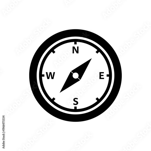 Black and white compass navigation tool.