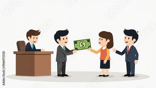 Business bribery, corruption, money exchange, office deal, vector illustration