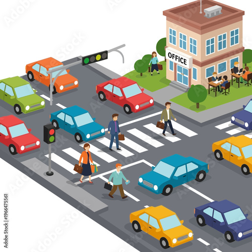 Busy City Street Scene