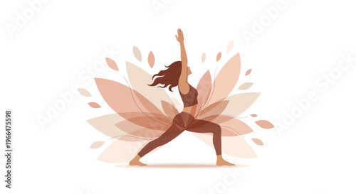 Woman in yoga pose with lotus flower vector illustration on white background