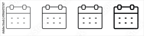 Art & Illustration Set of calendar icons in different styles and line thickness isolated on white background