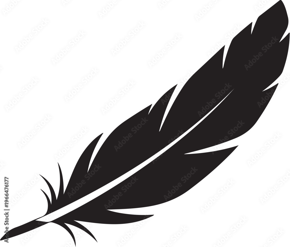 Fototapeta premium Black Feather Icon Isolated on White Background