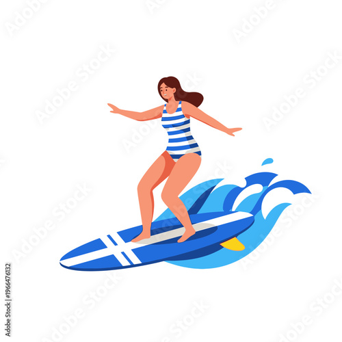 Woman Surfing Ocean Wave