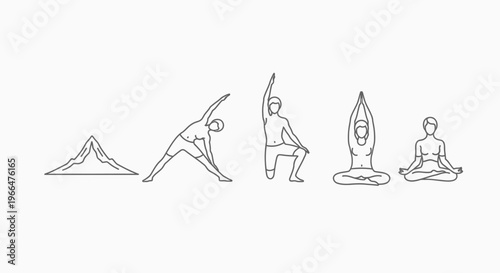 Yoga poses silhouette illustrations for wellness health and meditation practices