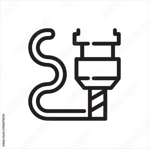 Milling machine outline icon. Modern device for fabrication and prototype production. Innovation technical equipment contour web label. Industrial theme. Vector illustration