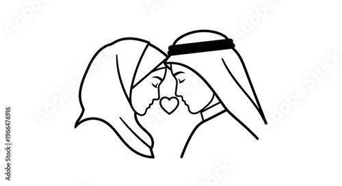Arab couple in love, sharing a moment of intimacy and affection.