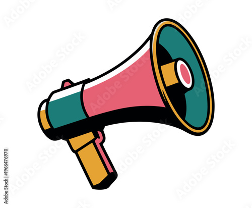 Colorful Retro Style Megaphone Illustration Vector Art
