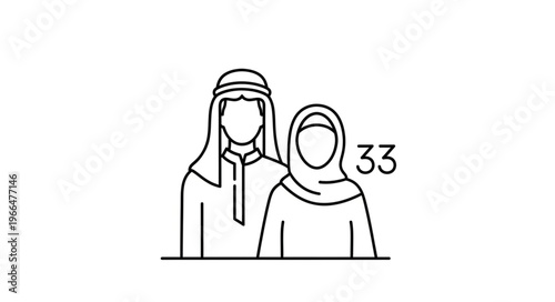Arab couple in traditional attire, representing culture and heritage.