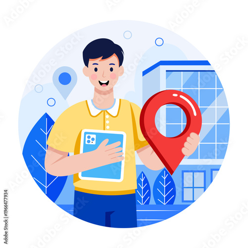 A flat style illustration of a snorkeling character