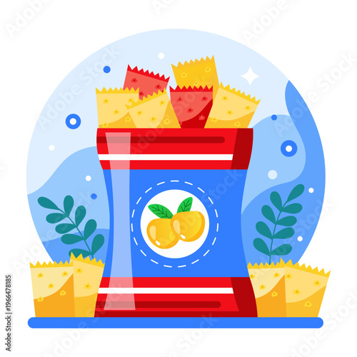 A flat style illustration depicting chips