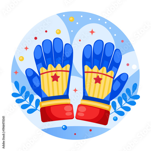 A flat style illustration showing gloves