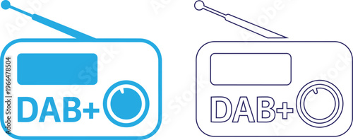 Two retro portable radios with dab digital audio broadcasting technology