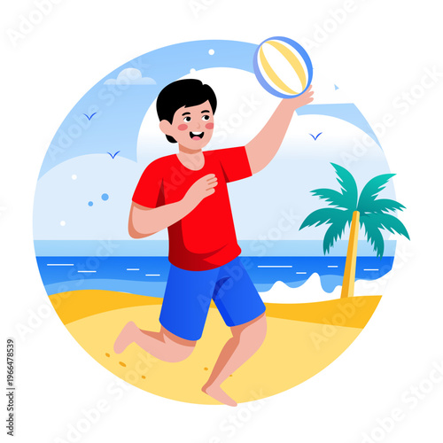 A flat style illustration of a person throwing ball