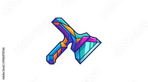 Colorful 3D Axe Illustration Design.