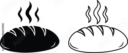 Steaming hot bread icons Vector