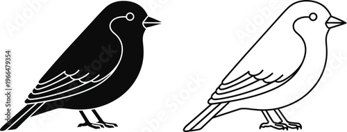 bird black and white illustration Vector