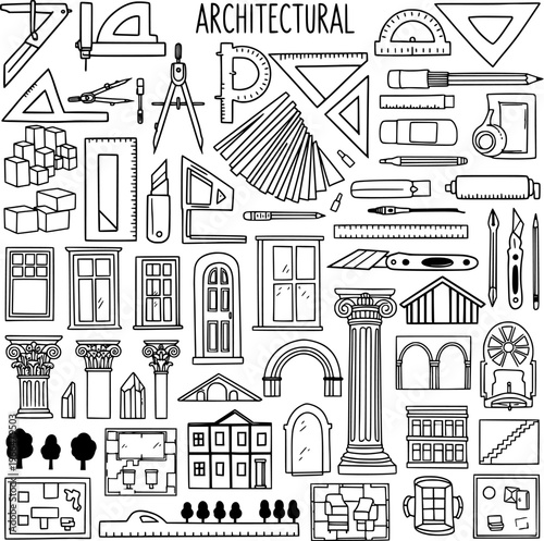 Architectural Tools  Building Elements Line Art Illustration