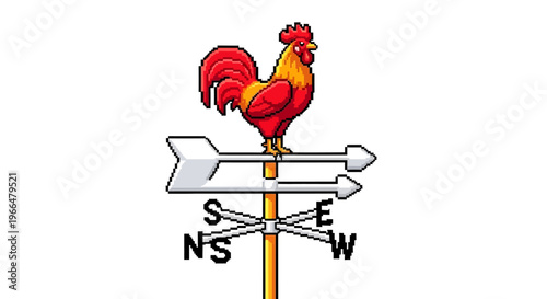 Rooster weather vane indicating wind direction.