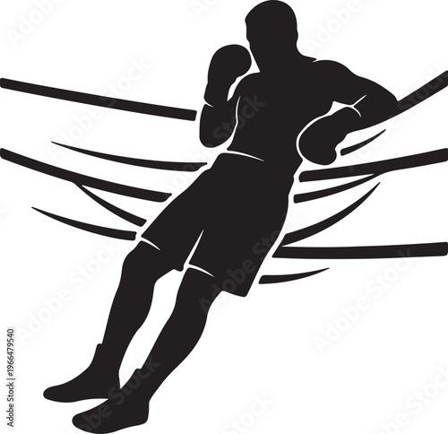Boxer Uppercut Silhouette, Knockout Punch Vector, Boxing Action Graphic, Fitness Brand Logo