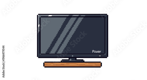 Modern Flat Screen Television with Wooden Stand.
