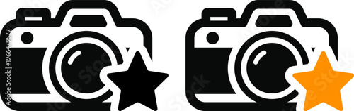 お気に入り写真を表すカメラアイコン｜星マーク付きUIシンボル Favorite Camera Icon – Photo Bookmark and Rating Symbol

