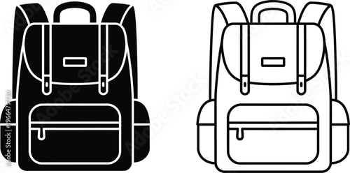 backpack line drawing black and white Vector