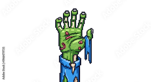 Green Zombie Hand Reaching Out From Below.