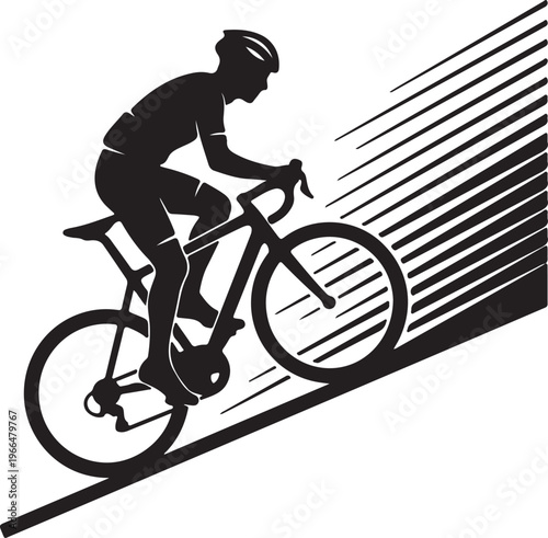 Road Cyclist Sprint Silhouette, Bike Racing Vector, Speed Action Graphic, Cycling Team Logo