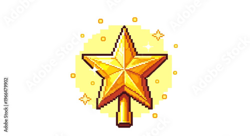 Golden Pixelated Star Topper with Sparkles.