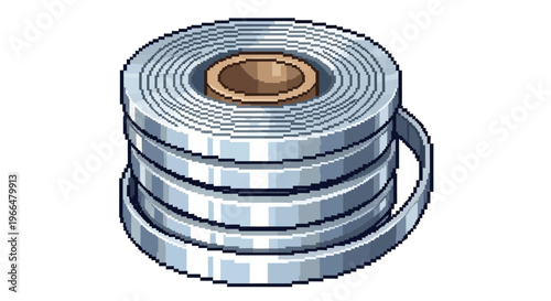 Roll of Silver Metallic Ribbon on Cardboard Core.