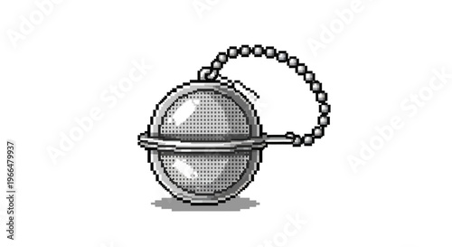 Detailed Illustration of a Metal Tea Infuser Ball.