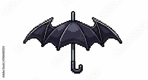 Gothic Bat Wing Umbrella Illustration.