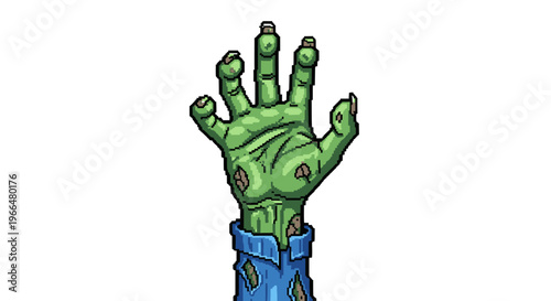 Green Zombie Hand Reaching Up From Below.
