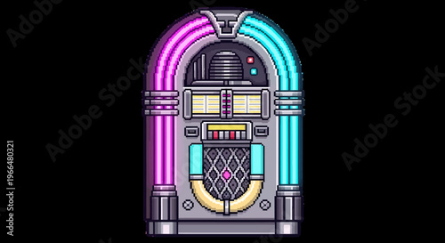 Retro Jukebox with Neon Lights Display.