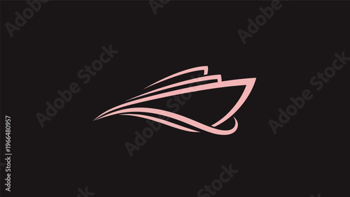 Pink boat icon on black background