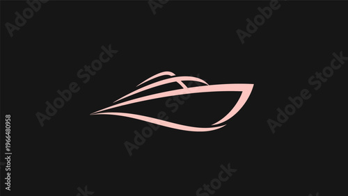 Pink boat graphic on black background
