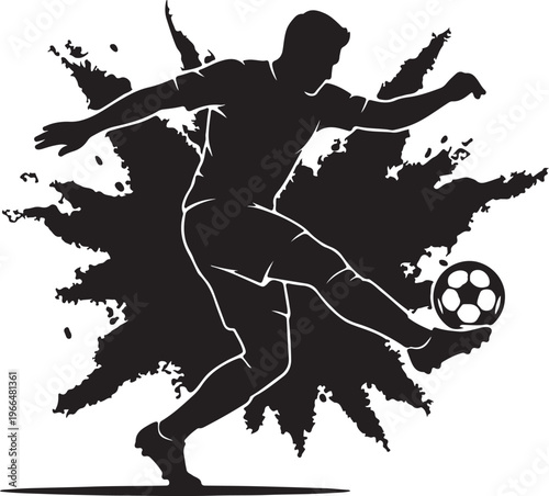 	Football Bicycle Kick Silhouette, Acrobatic Soccer Vector, Extreme Sports Graphic, Professional Athlete Logo