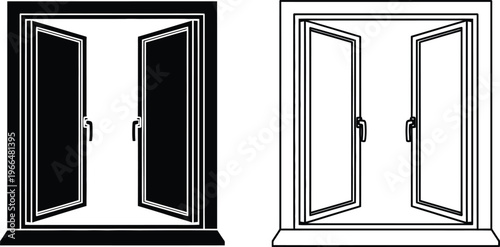 open door, doorway, entrance, door, open doors Vector