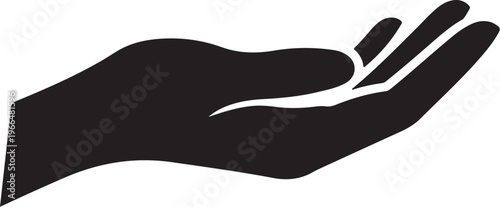 Black Hand Silhouette Holding Something In Palm Up Position