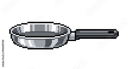 Pixel Art Frying Pan Kitchen Utensil Illustration.