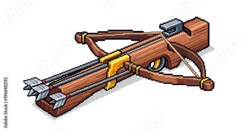 Wooden Crossbow with Arrows Ready to Fire.