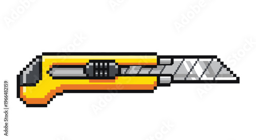 Pixel Art Utility Knife Tool Illustration.