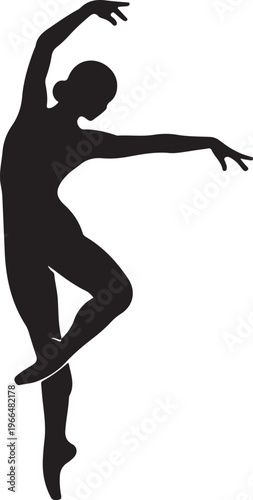 Silhouette of a dancer in a dynamic pose isolated