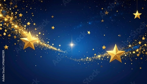 Celestial Symphony: A Mesmerizing Dance of Golden Stars in the Night Sky
