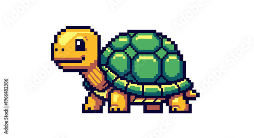 Pixel Art Turtle Character Design.