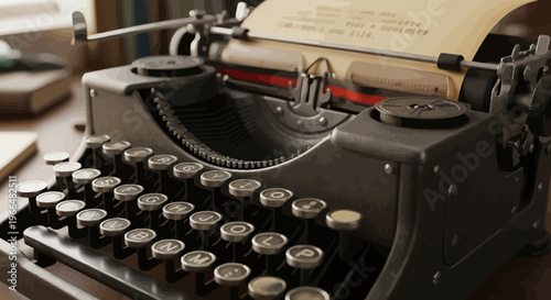 Vintage Typewriter with Paper Ready for Writing.