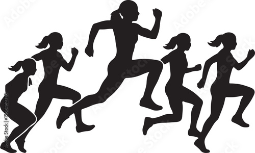 Sports Action Silhouette Collection, Dynamic Athlete Vector Art, Fitness and Sport Black Graphics, Athletic Performance Logo Design Elements