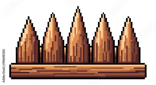 Pixel Art Wooden Spike Trap Barrier.