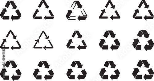 Recycling symbols icons set for eco friendly design projects